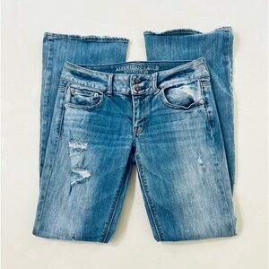 American Eagle Outfitters Women's Distressed Blue Flare Jeans